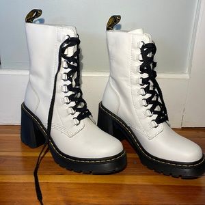 DR MARTENS Chesney Leather Flared Heel Lace Up Boots